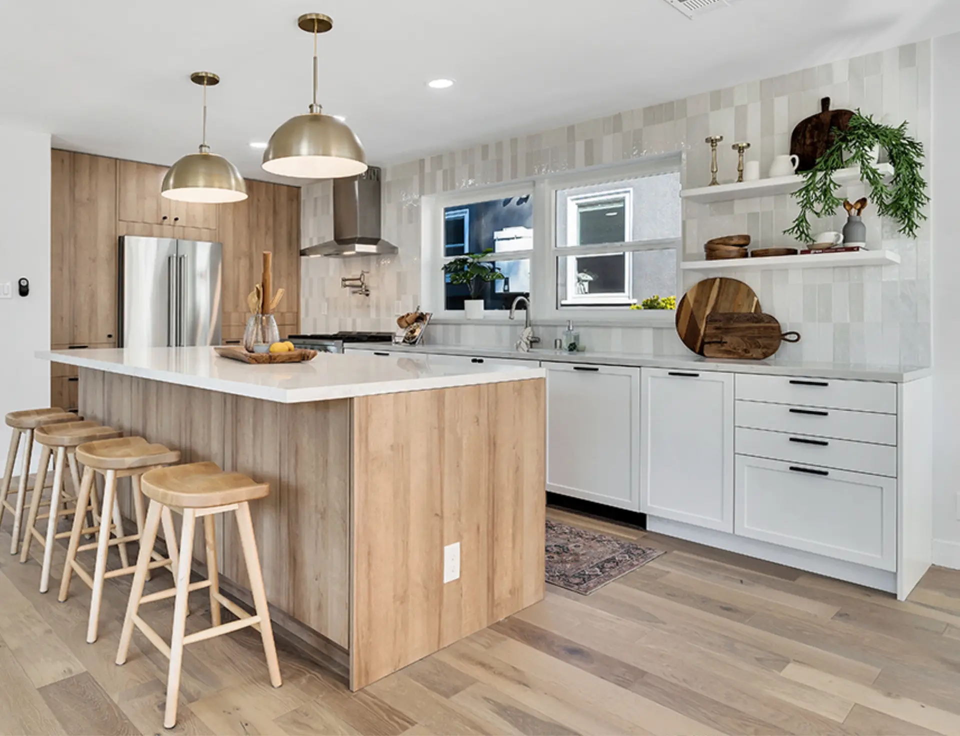 Beachwood + White Shaker kitchen cabinets