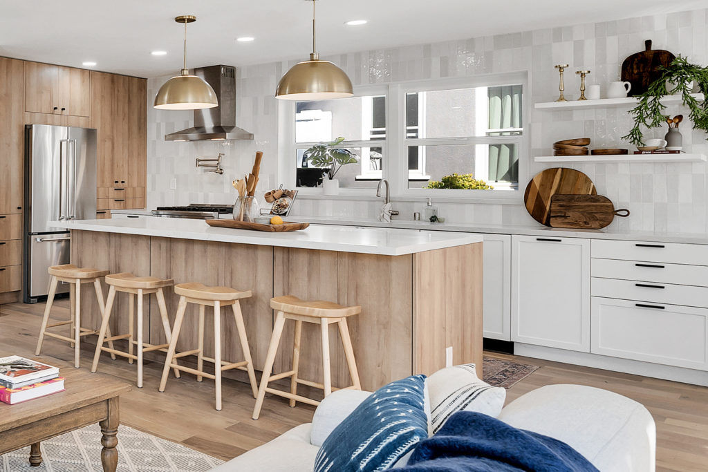 Beachwood + White Shaker kitchen cabinets