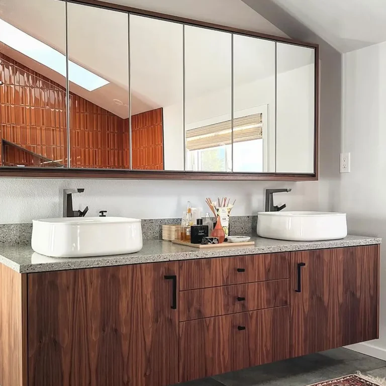 Walnut bathroom vanity