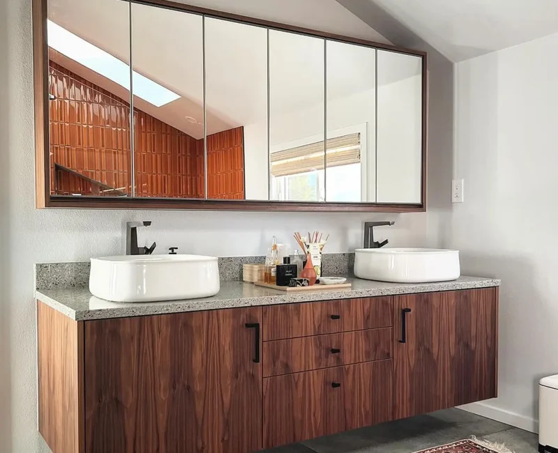 Walnut bathroom vanity