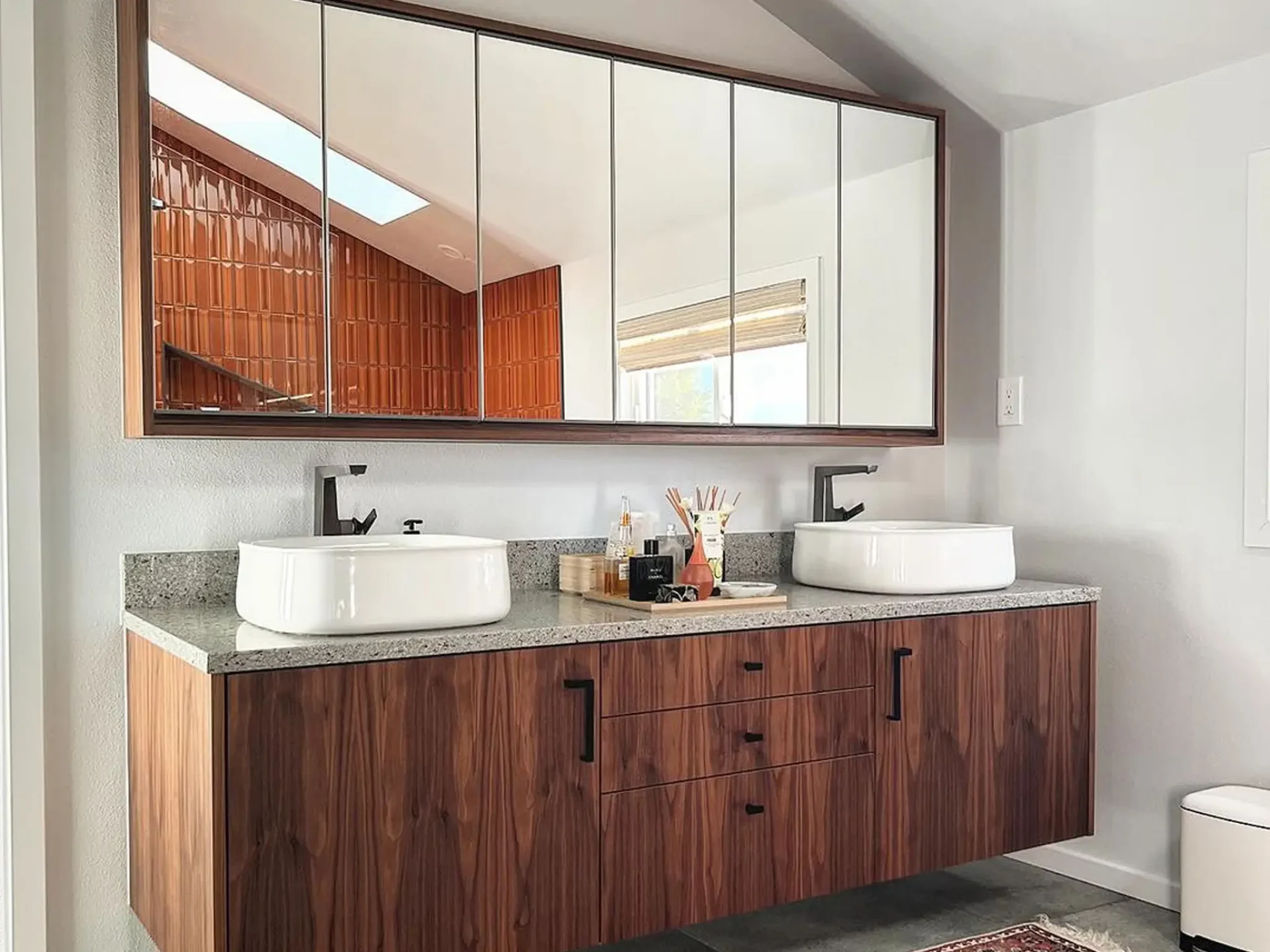 Walnut bathroom vanity